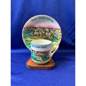Vintage Grand Canyon Souvenir Small Cup and Saucer with Stand